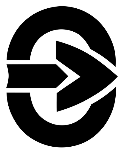 Arrow Oval Compass Badge #ffffff/#000000