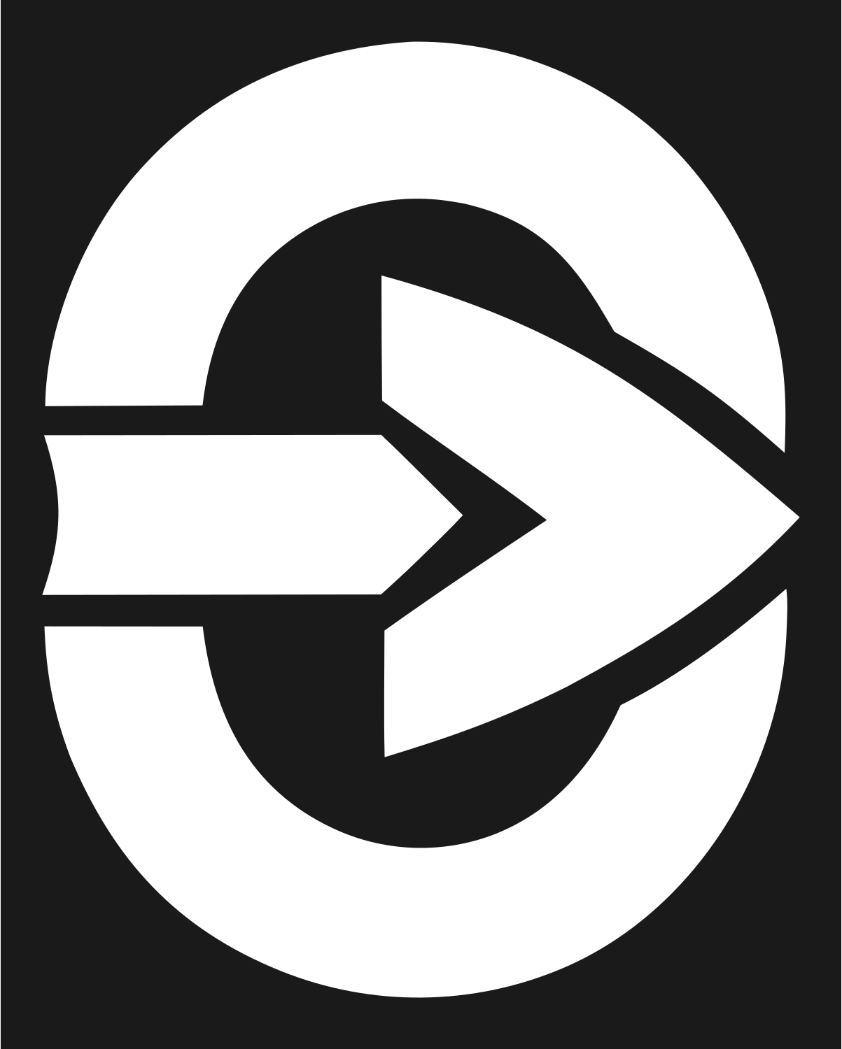 Arrow Oval Compass Badge #1a1a1a/#ffffff