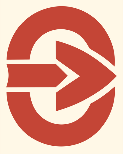 Arrow Oval Compass Badge #fff8e7/#c44536