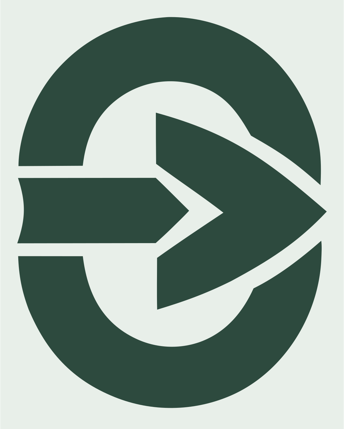 Arrow Oval Compass Badge #e8efe9/#2d4a3e