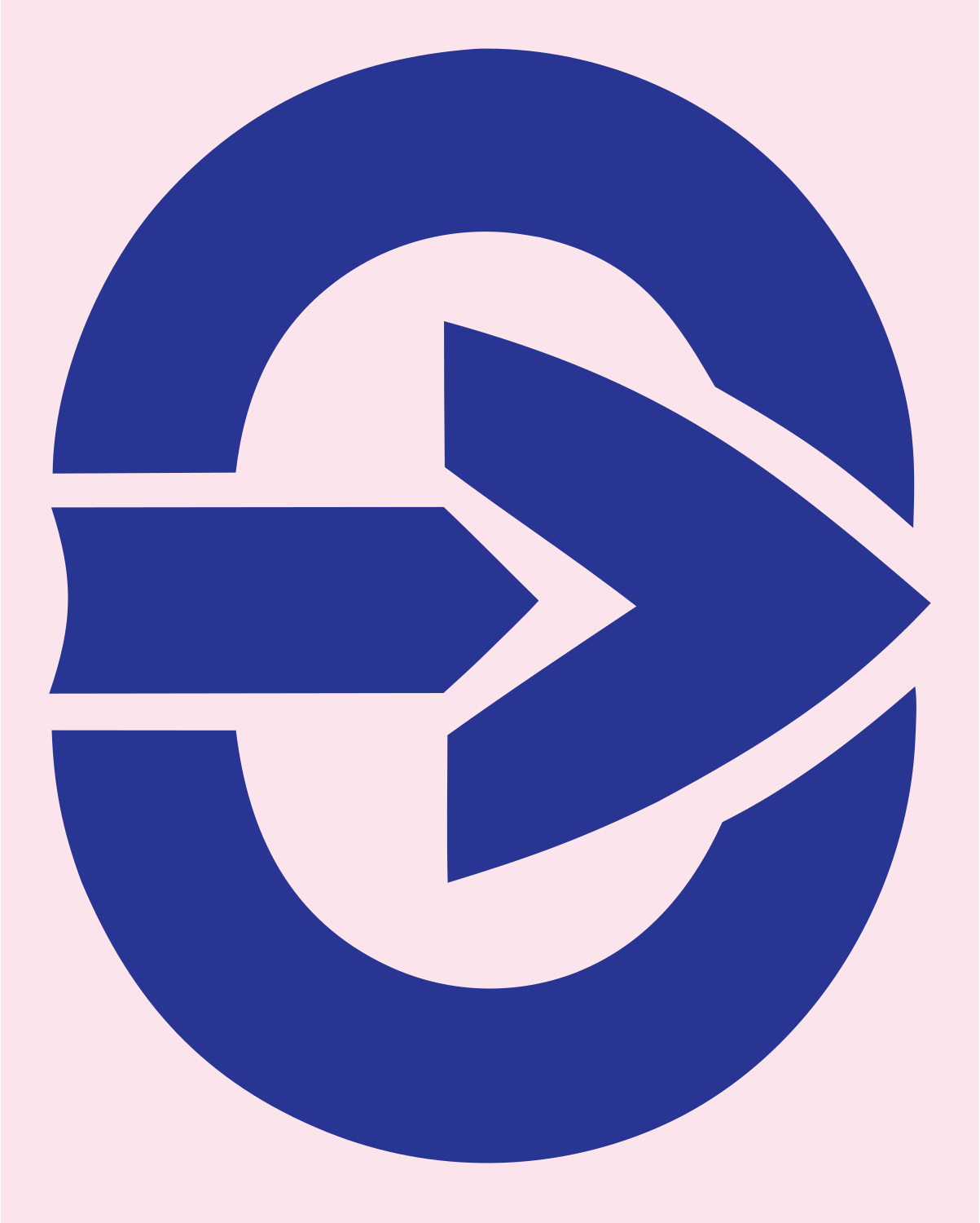 Arrow Oval Compass Badge #fce4ec/#283593