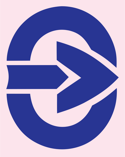 Arrow Oval Compass Badge #fce4ec/#283593