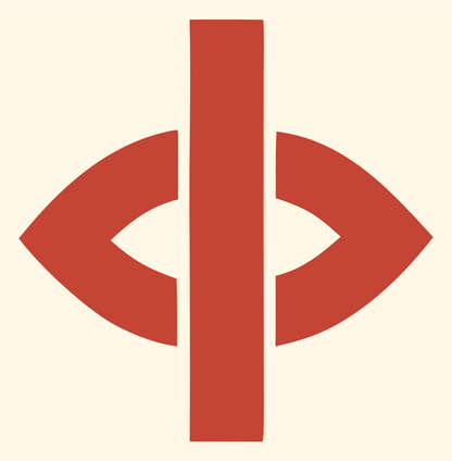 Vertical Bar Eye Compass Mark #fff8e7/#c44536