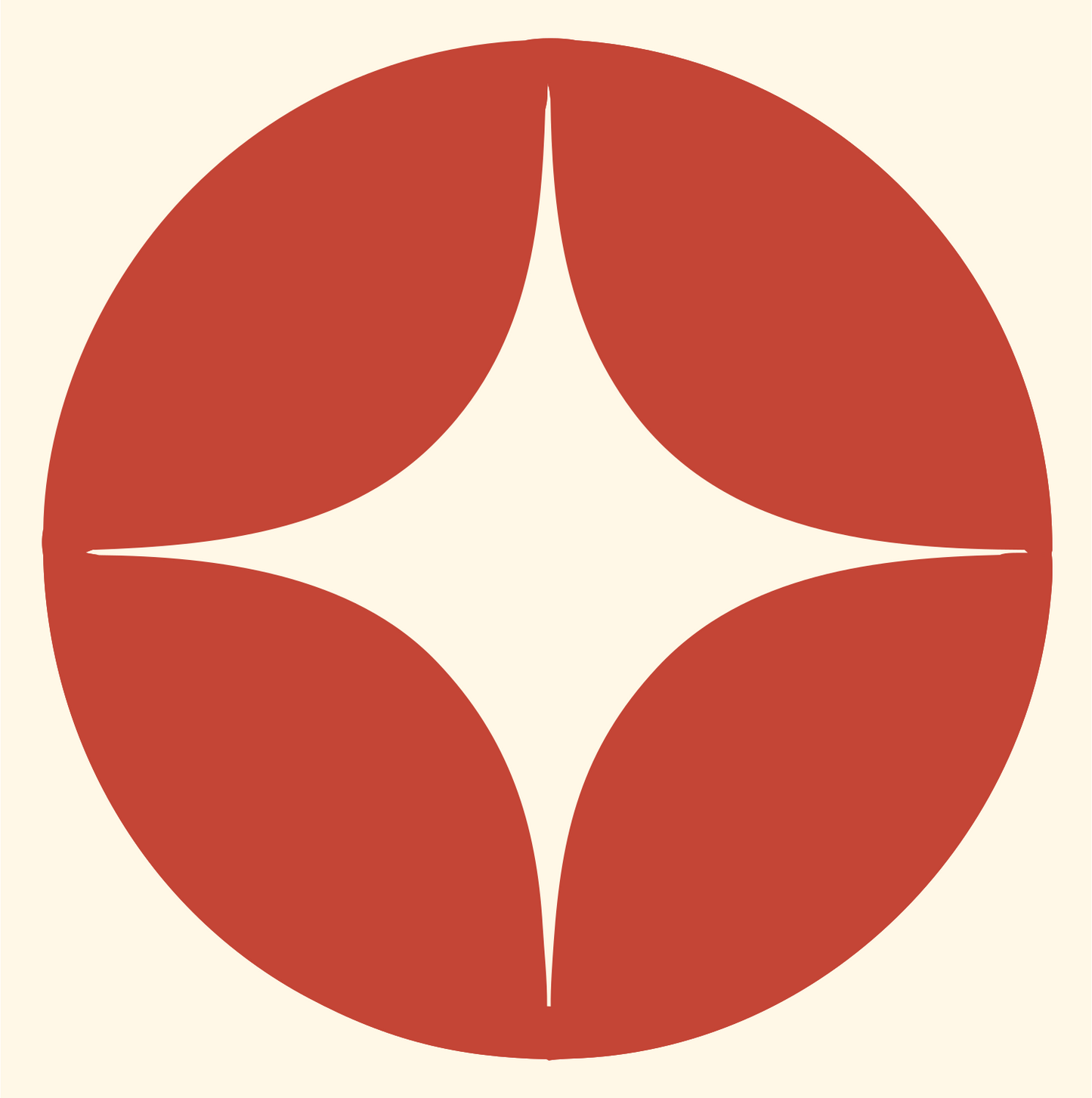 Negative Space Star Circle Badge #fff8e7/#c44536