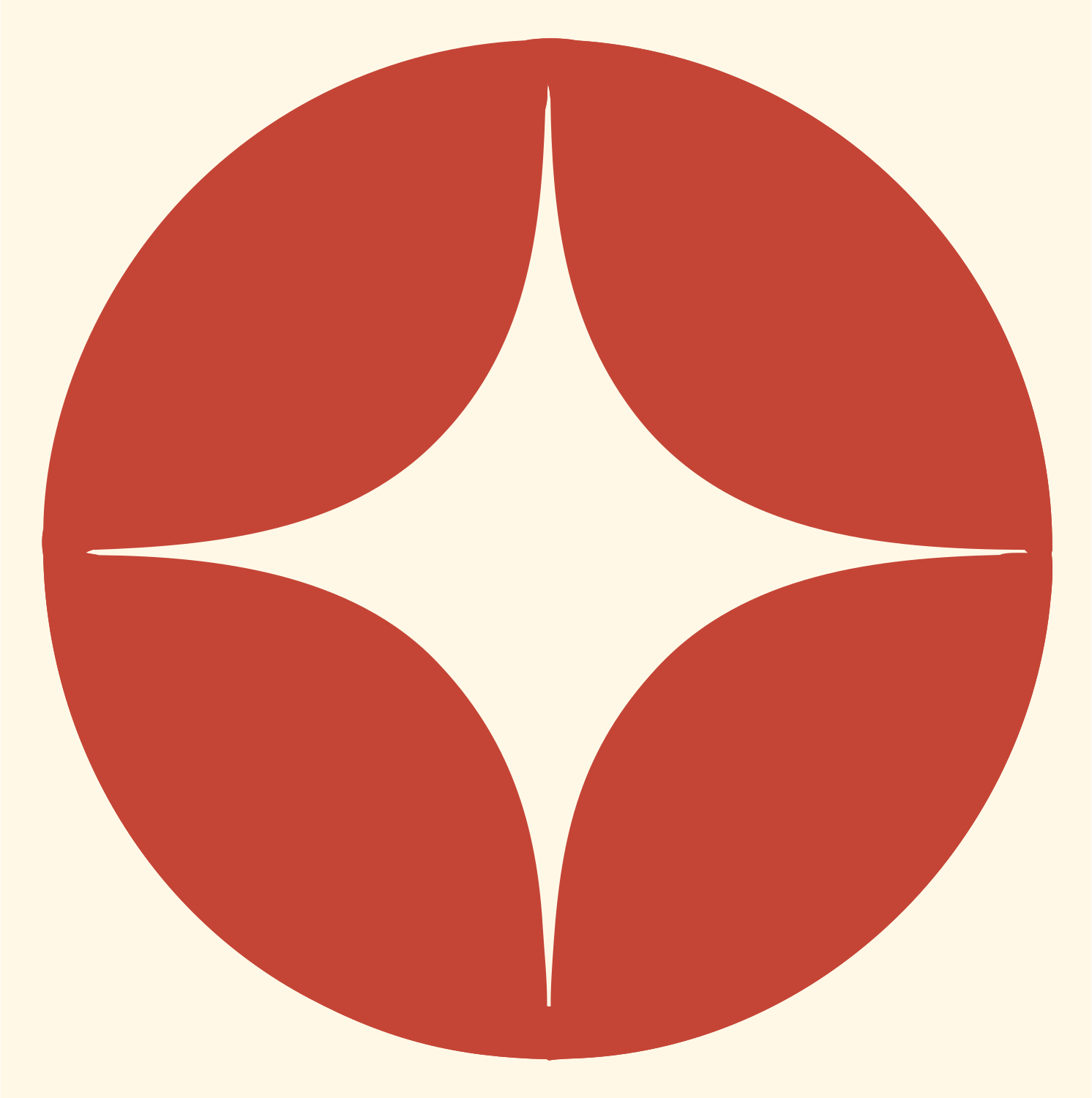 Negative Space Star Circle Badge #fff8e7/#c44536