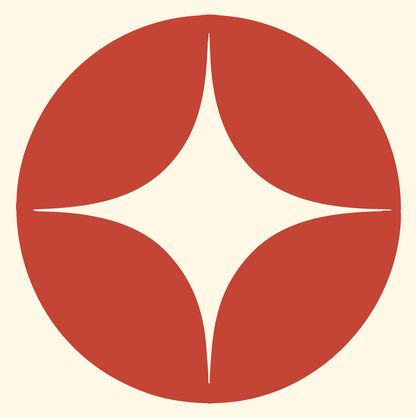 Negative Space Star Circle Badge #fff8e7/#c44536