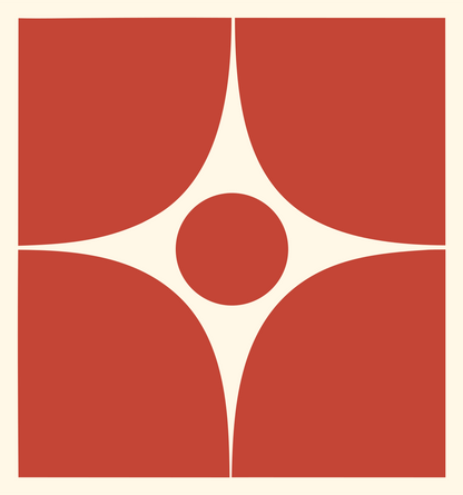 Negative Space Four-Point Star Badge #fff8e7/#c44536