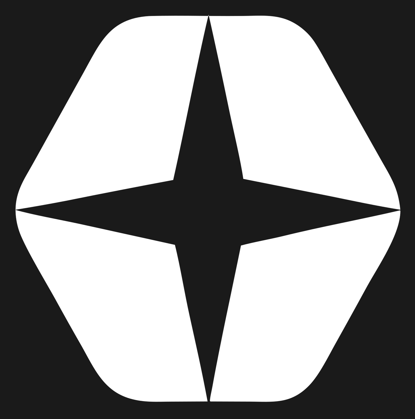 Negative Space Star Hexagon Mark #1a1a1a/#ffffff