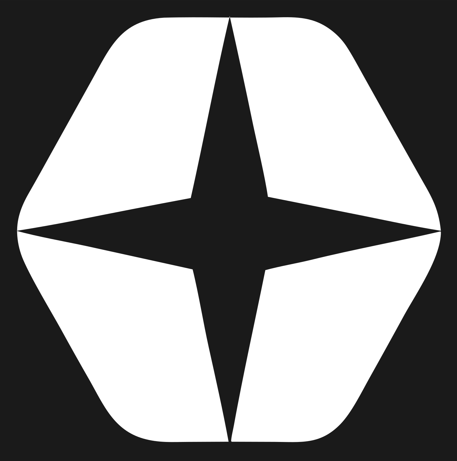Negative Space Star Hexagon Mark #1a1a1a/#ffffff