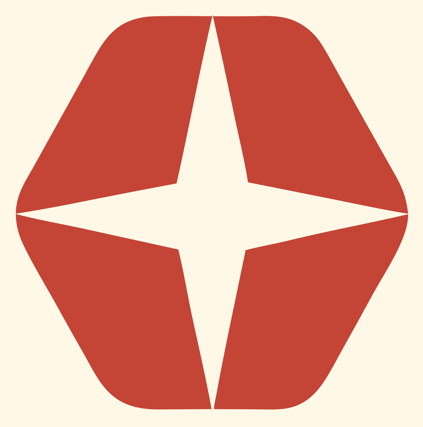 Negative Space Star Hexagon Mark #fff8e7/#c44536