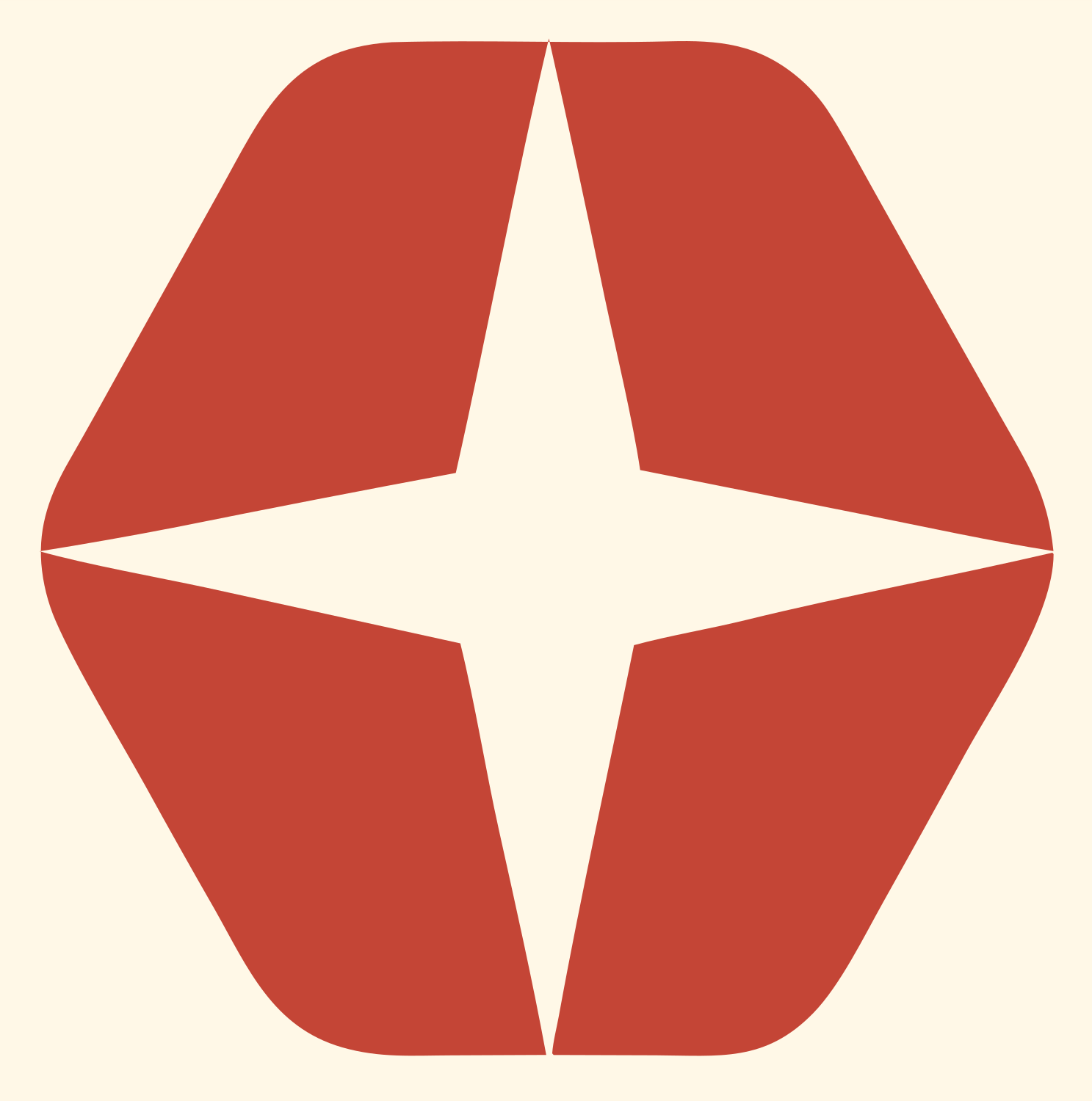 Negative Space Star Hexagon Mark #fff8e7/#c44536