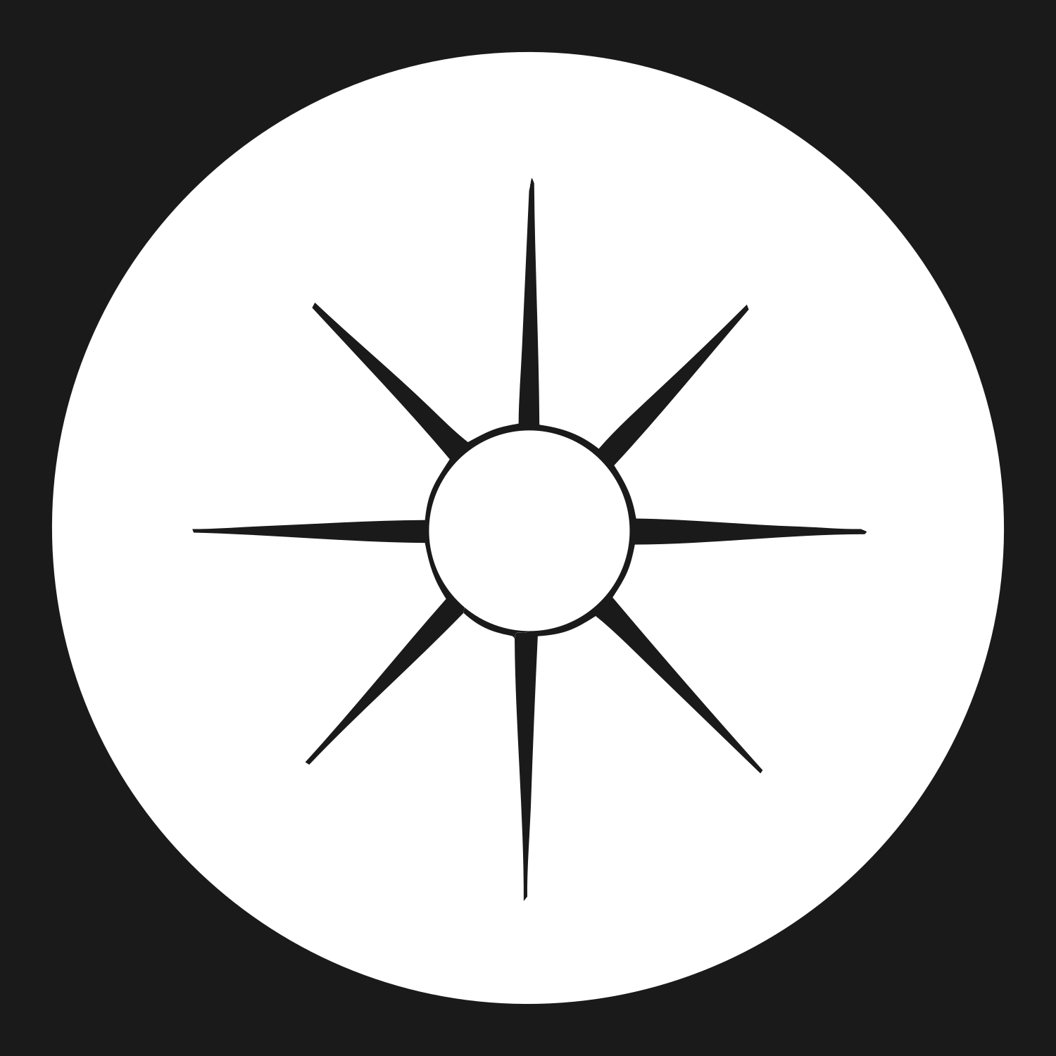 Negative Space Sun Compass Badge #1a1a1a/#ffffff