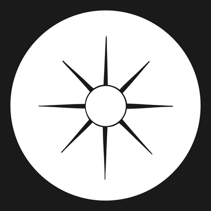 Negative Space Sun Compass Badge #1a1a1a/#ffffff