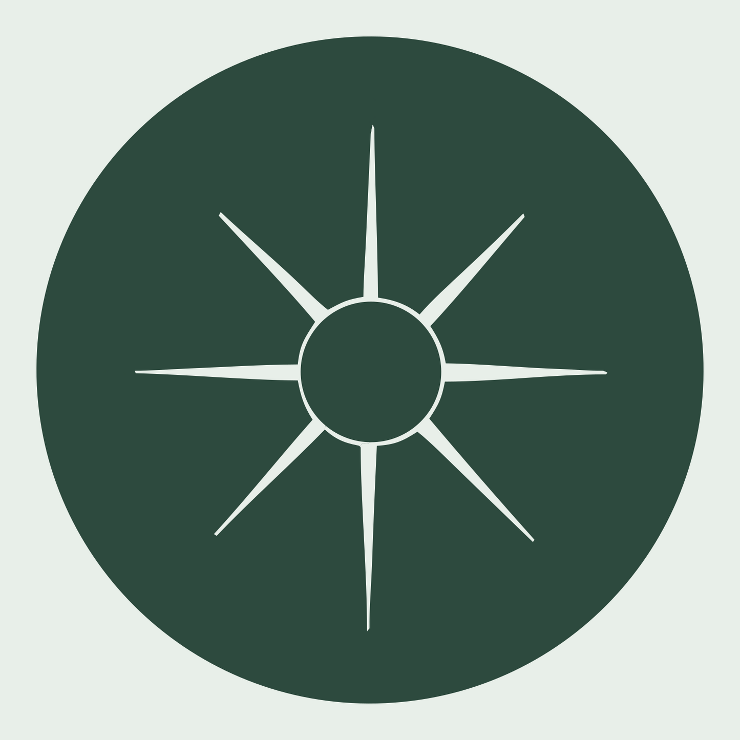 Negative Space Sun Compass Badge #e8efe9/#2d4a3e