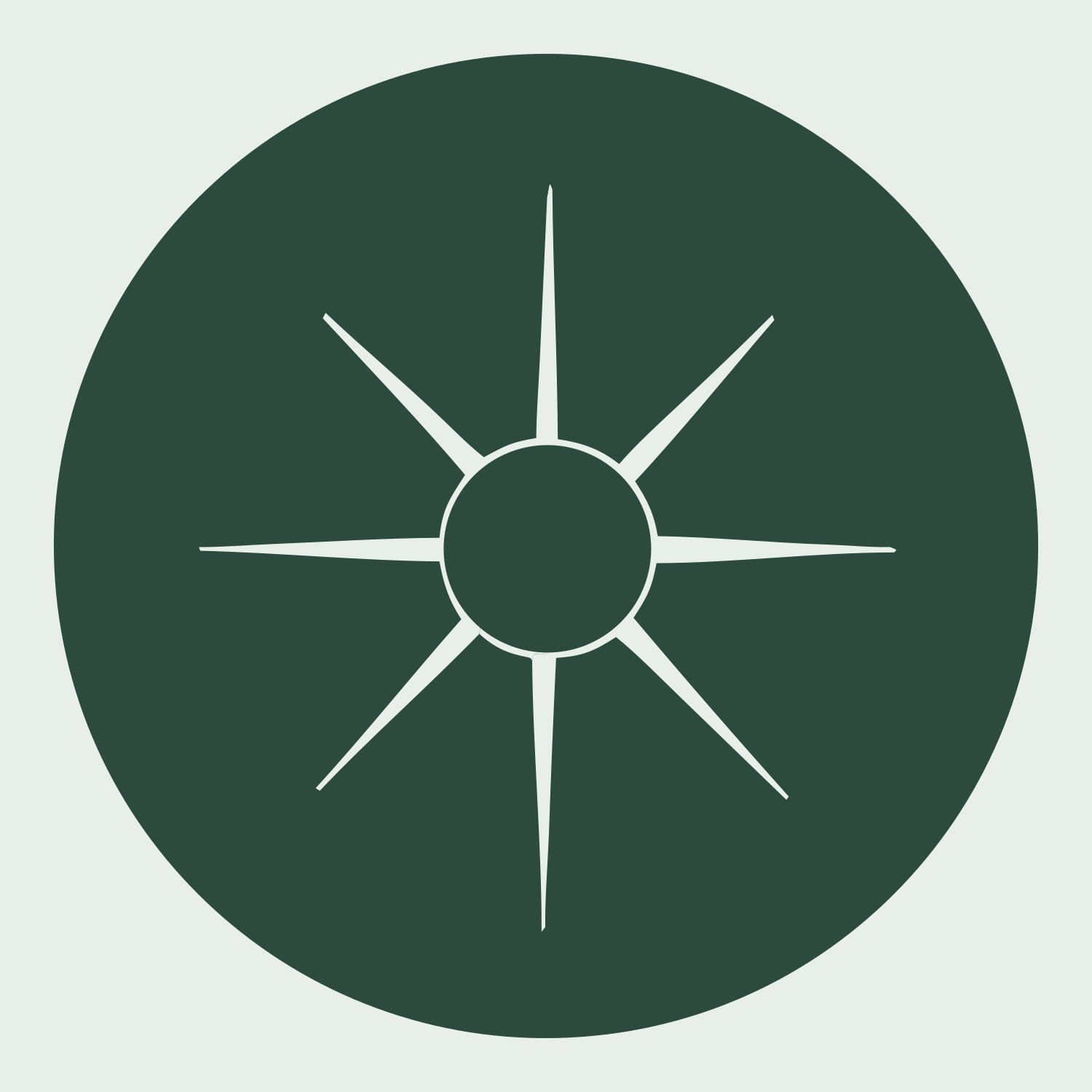 Negative Space Sun Compass Badge #e8efe9/#2d4a3e