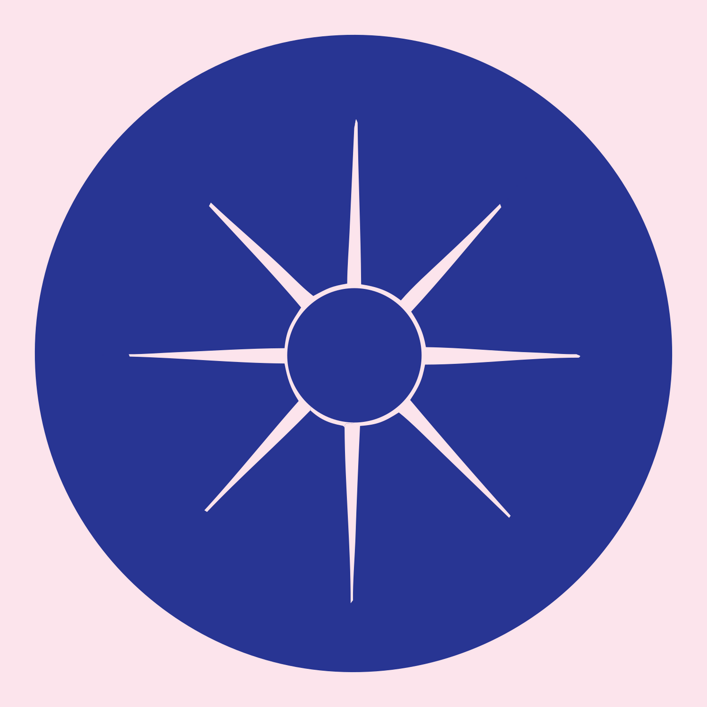 Negative Space Sun Compass Badge #fce4ec/#283593