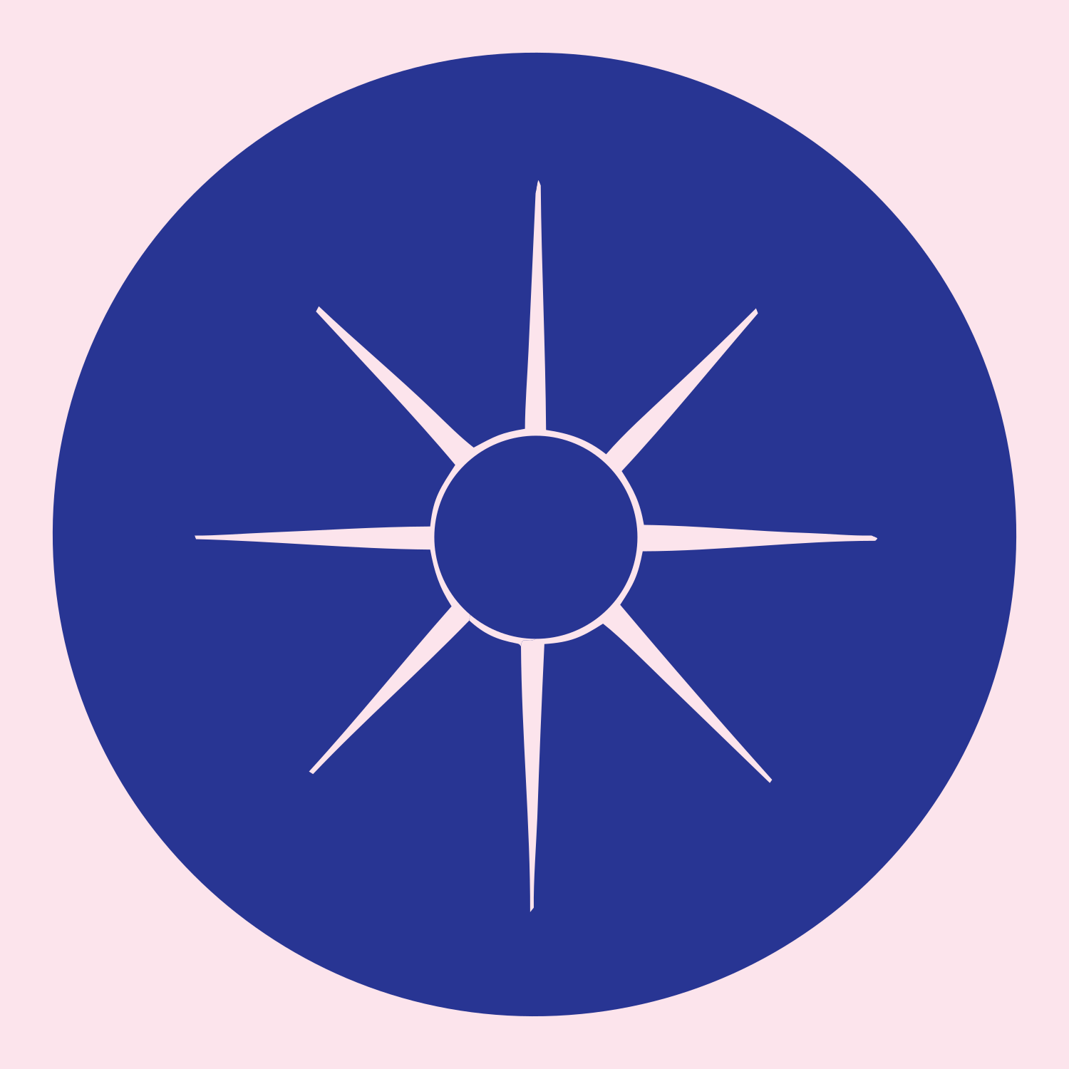 Negative Space Sun Compass Badge #fce4ec/#283593
