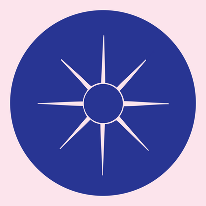 Negative Space Sun Compass Badge #fce4ec/#283593