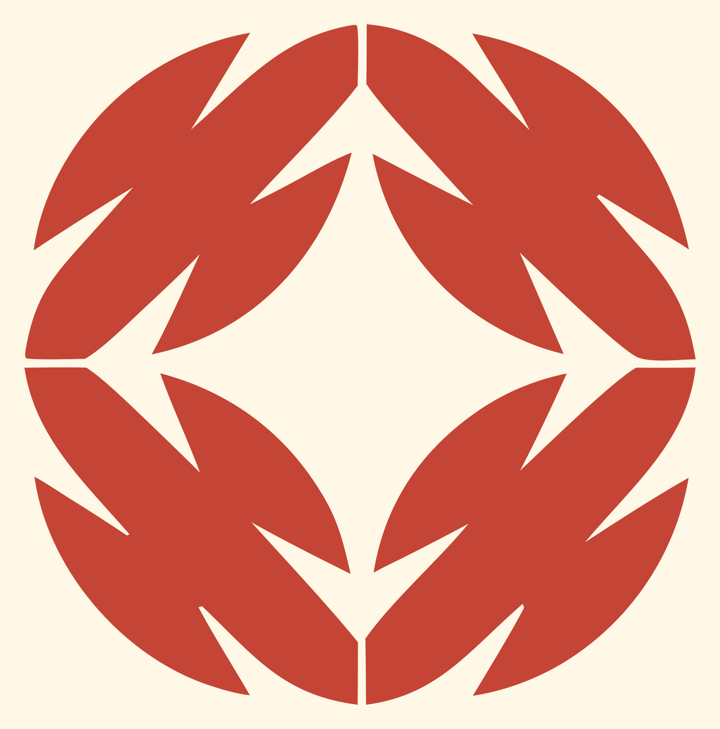 Negative Space Leaf Wreath Emblem #fff8e7/#c44536