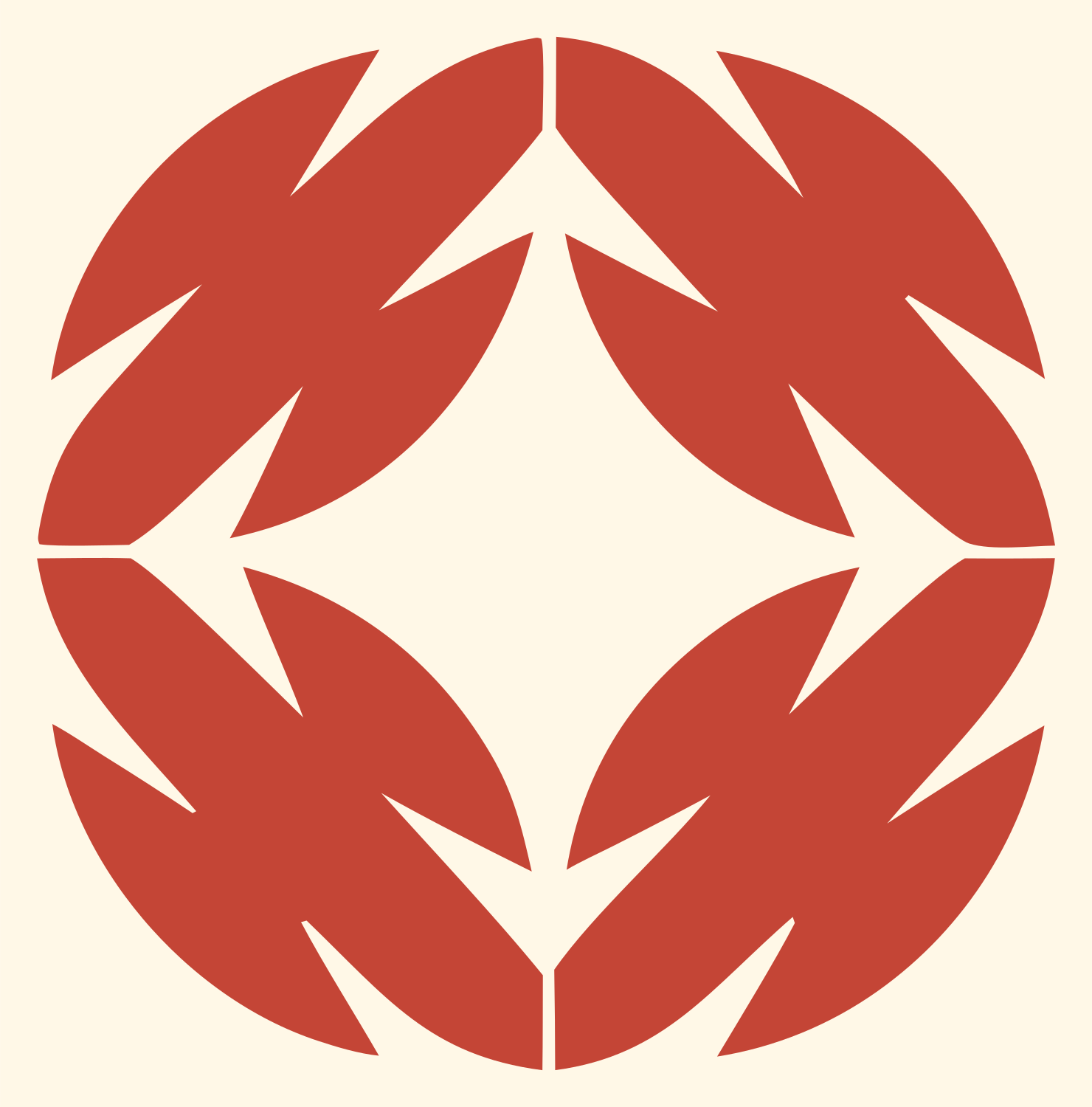 Negative Space Leaf Wreath Emblem #fff8e7/#c44536
