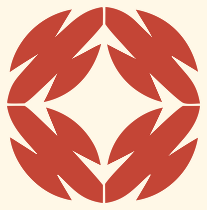 Negative Space Leaf Wreath Emblem #fff8e7/#c44536