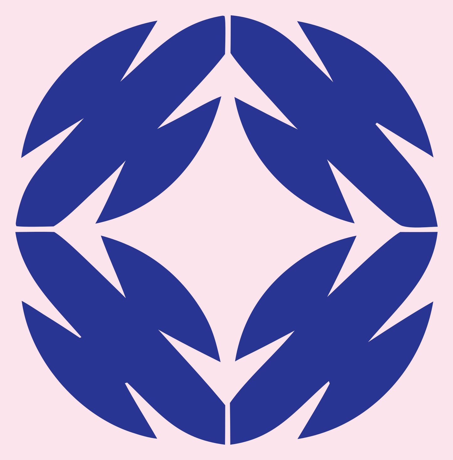 Negative Space Leaf Wreath Emblem #fce4ec/#283593