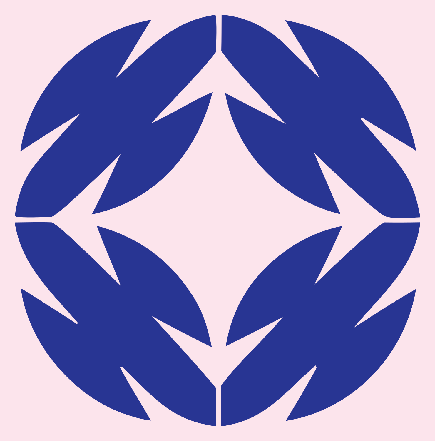 Negative Space Leaf Wreath Emblem #fce4ec/#283593