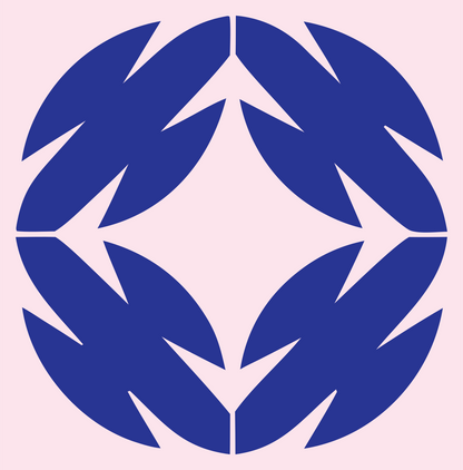 Negative Space Leaf Wreath Emblem #fce4ec/#283593