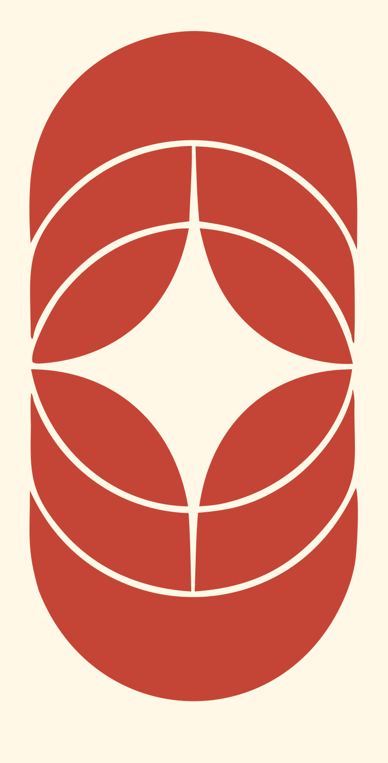 Negative Space Star Compass Badge #fff8e7/#c44536