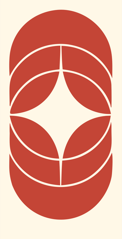 Negative Space Star Compass Badge #fff8e7/#c44536