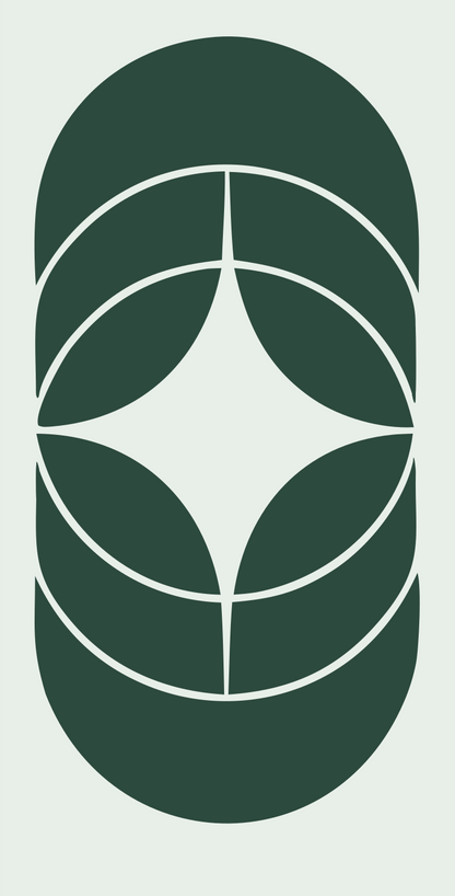Negative Space Star Compass Badge #e8efe9/#2d4a3e