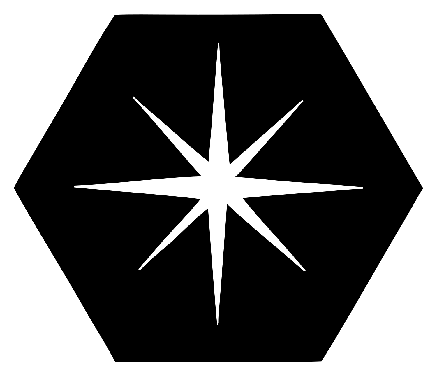 Negative Space Star Hexagon Badge #ffffff/#000000