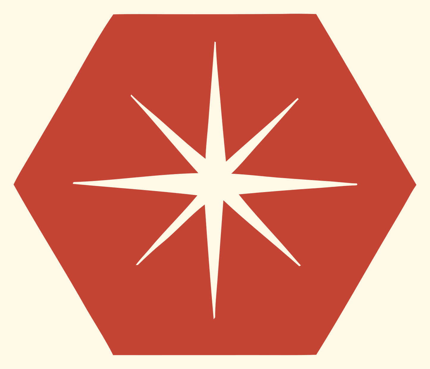 Negative Space Star Hexagon Badge #fff8e7/#c44536