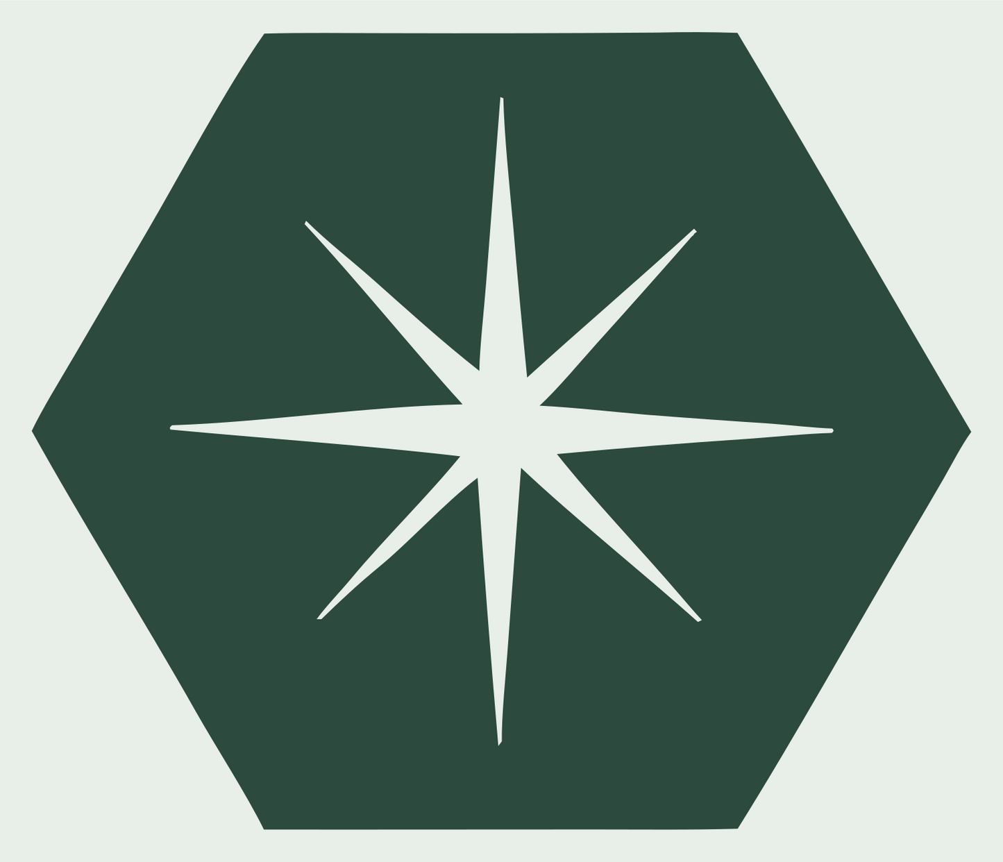 Negative Space Star Hexagon Badge #e8efe9/#2d4a3e
