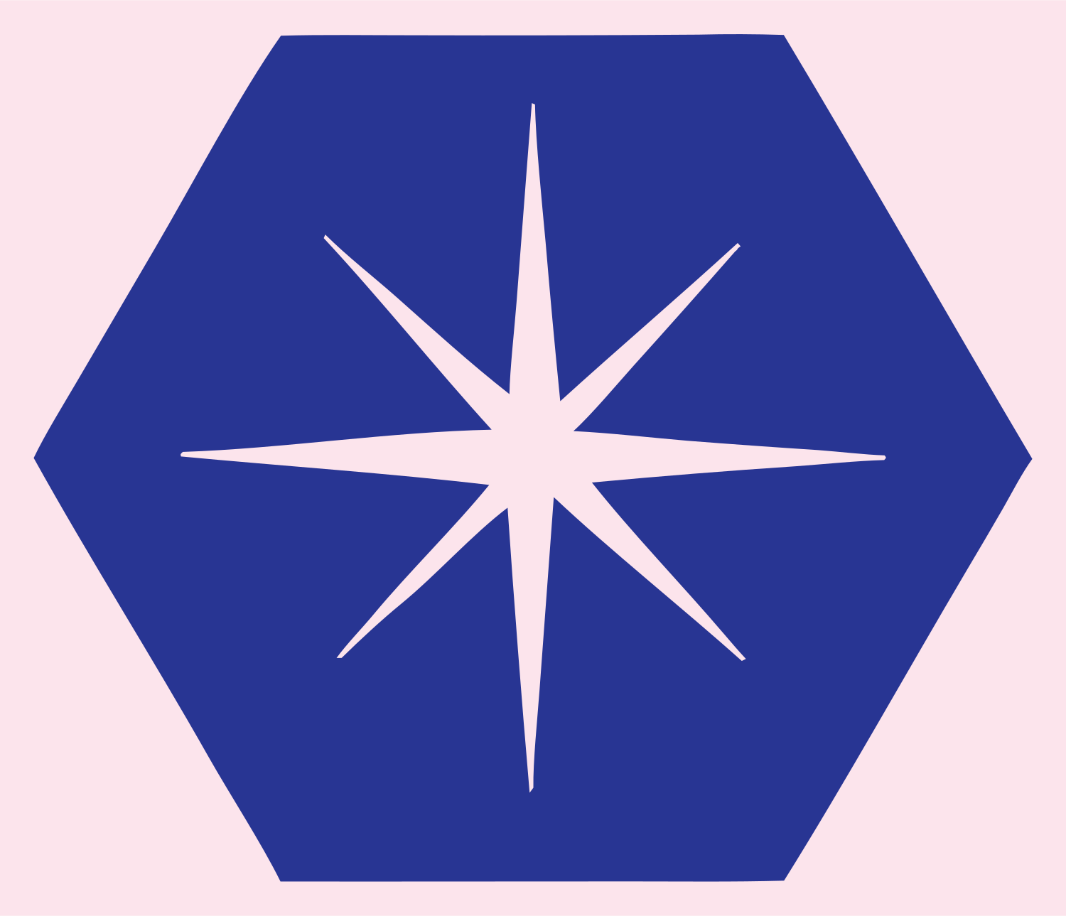 Negative Space Star Hexagon Badge #fce4ec/#283593