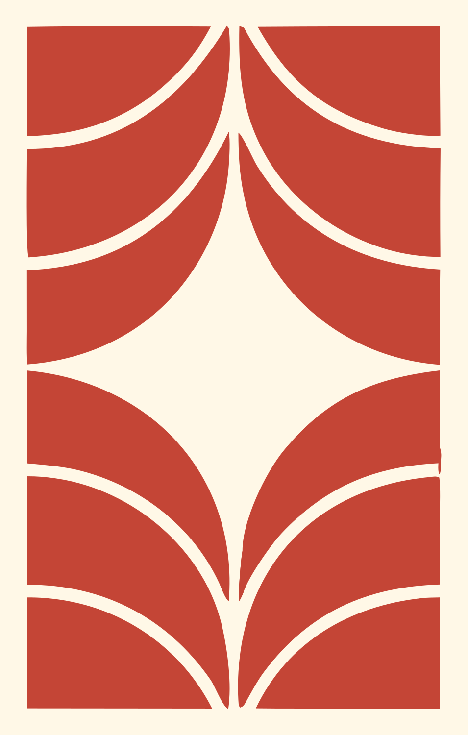 Negative Space Star Compass Mark #fff8e7/#c44536