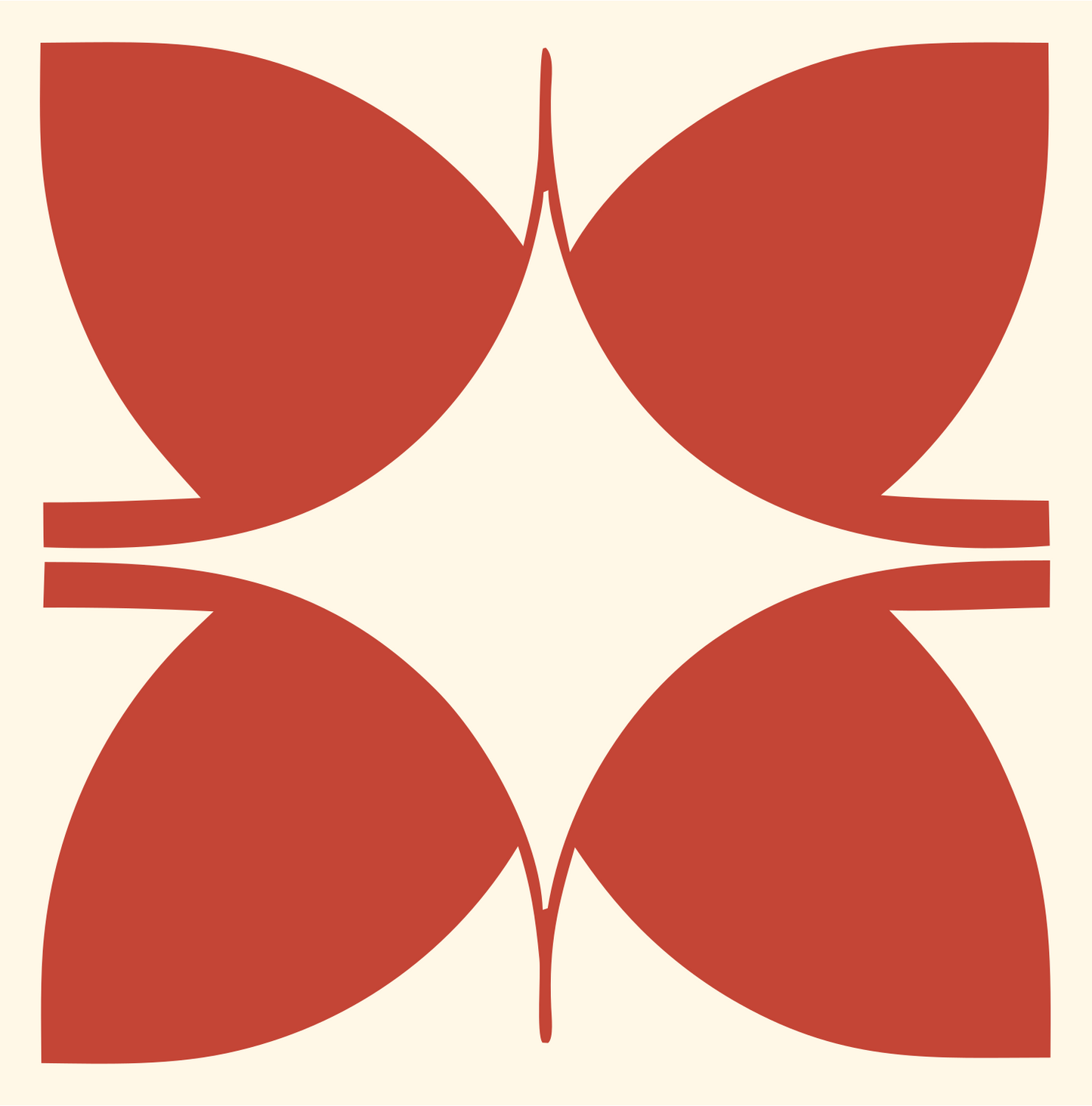 Negative Space Petal Compass Mark #fff8e7/#c44536