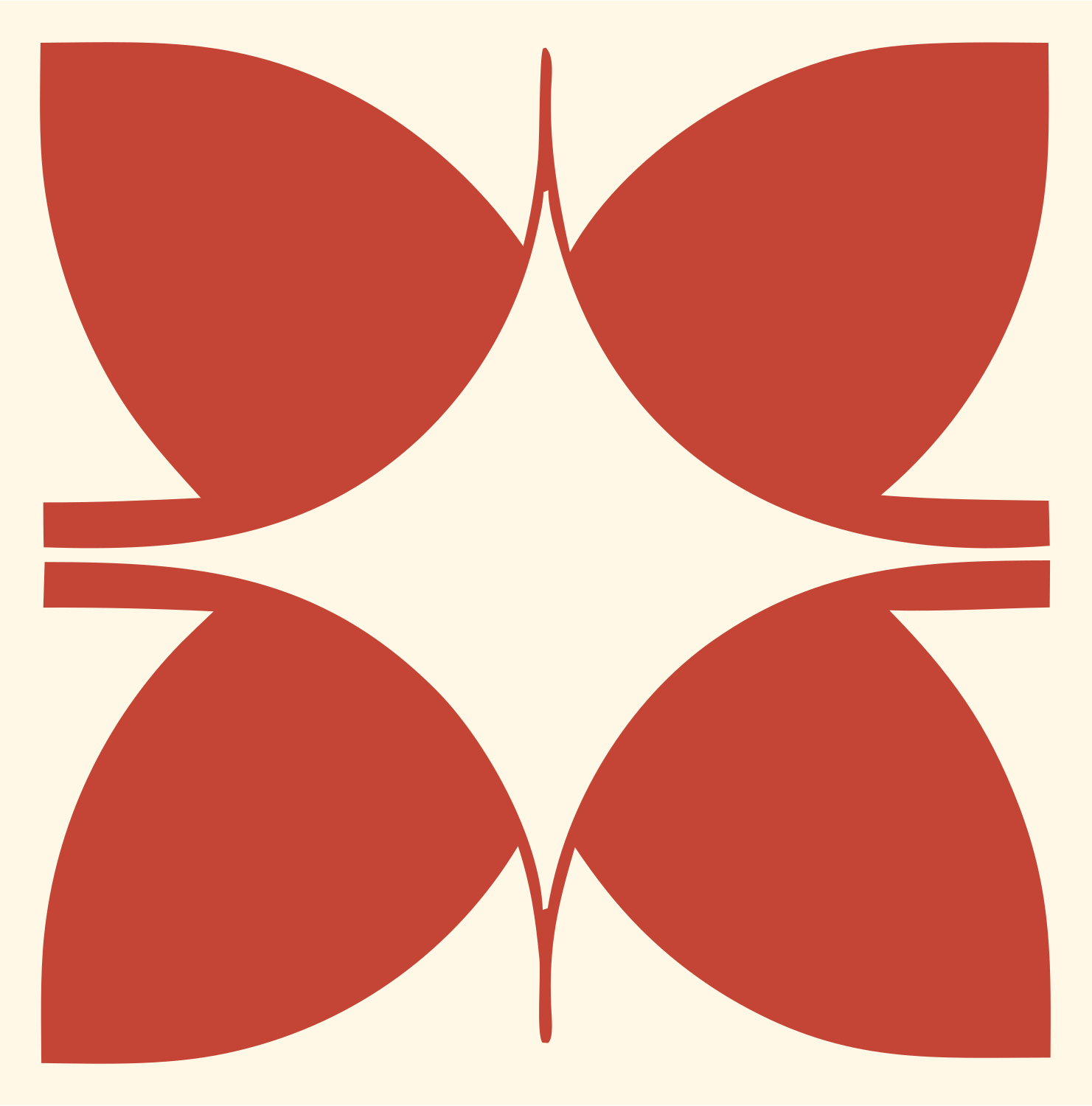 Negative Space Petal Compass Mark #fff8e7/#c44536