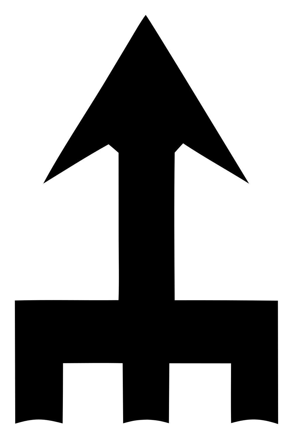 Blocky Upward Arrow Compass Mark #ffffff/#000000