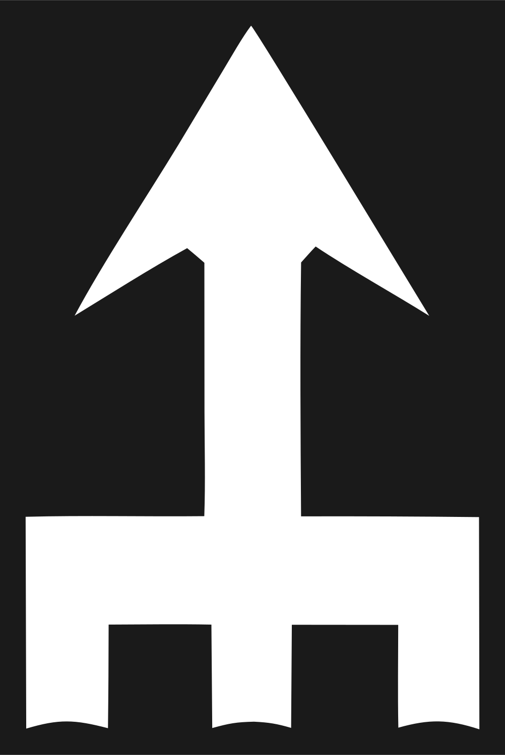 Blocky Upward Arrow Compass Mark #1a1a1a/#ffffff
