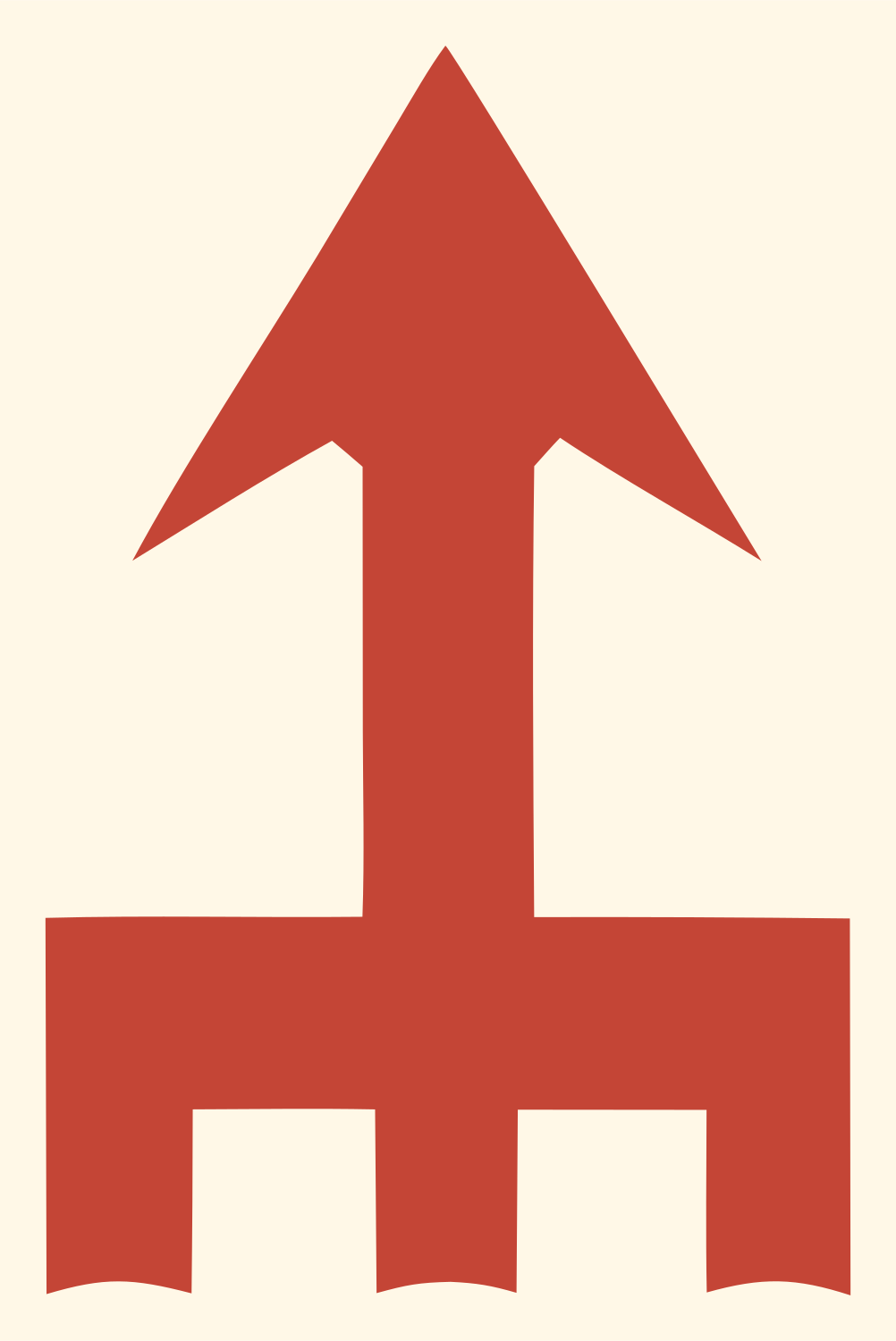 Blocky Upward Arrow Compass Mark #fff8e7/#c44536