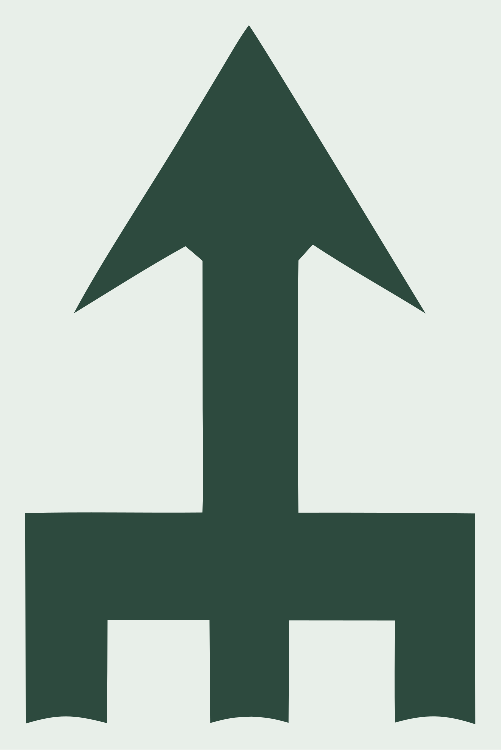 Blocky Upward Arrow Compass Mark #e8efe9/#2d4a3e