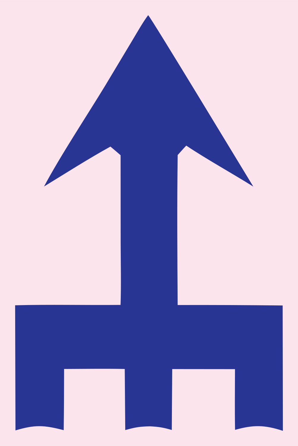 Blocky Upward Arrow Compass Mark #fce4ec/#283593