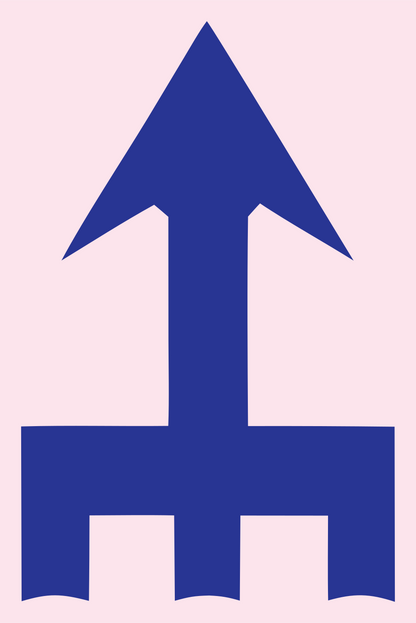 Blocky Upward Arrow Compass Mark #fce4ec/#283593