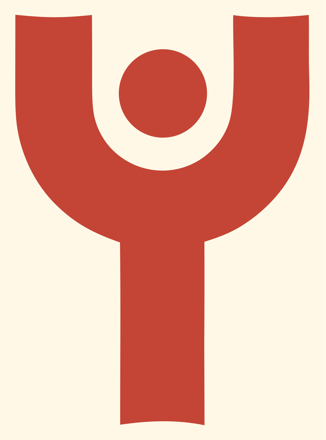 Bold Human Figure Compass Mark #fff8e7/#c44536
