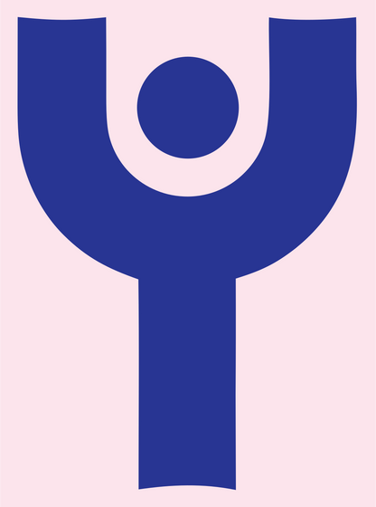 Bold Human Figure Compass Mark #fce4ec/#283593