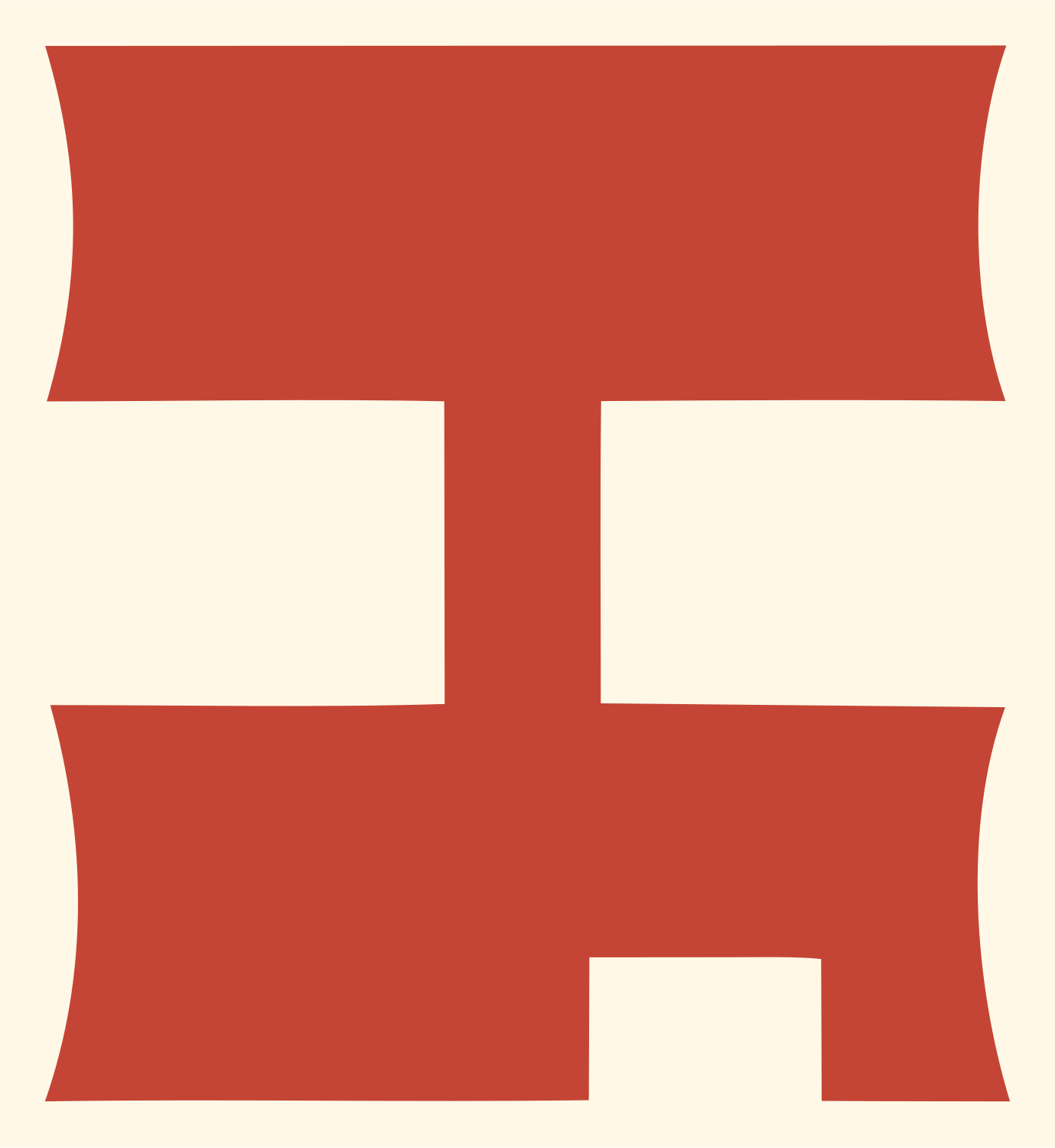 Bold Cross Beam Compass Mark #fff8e7/#c44536