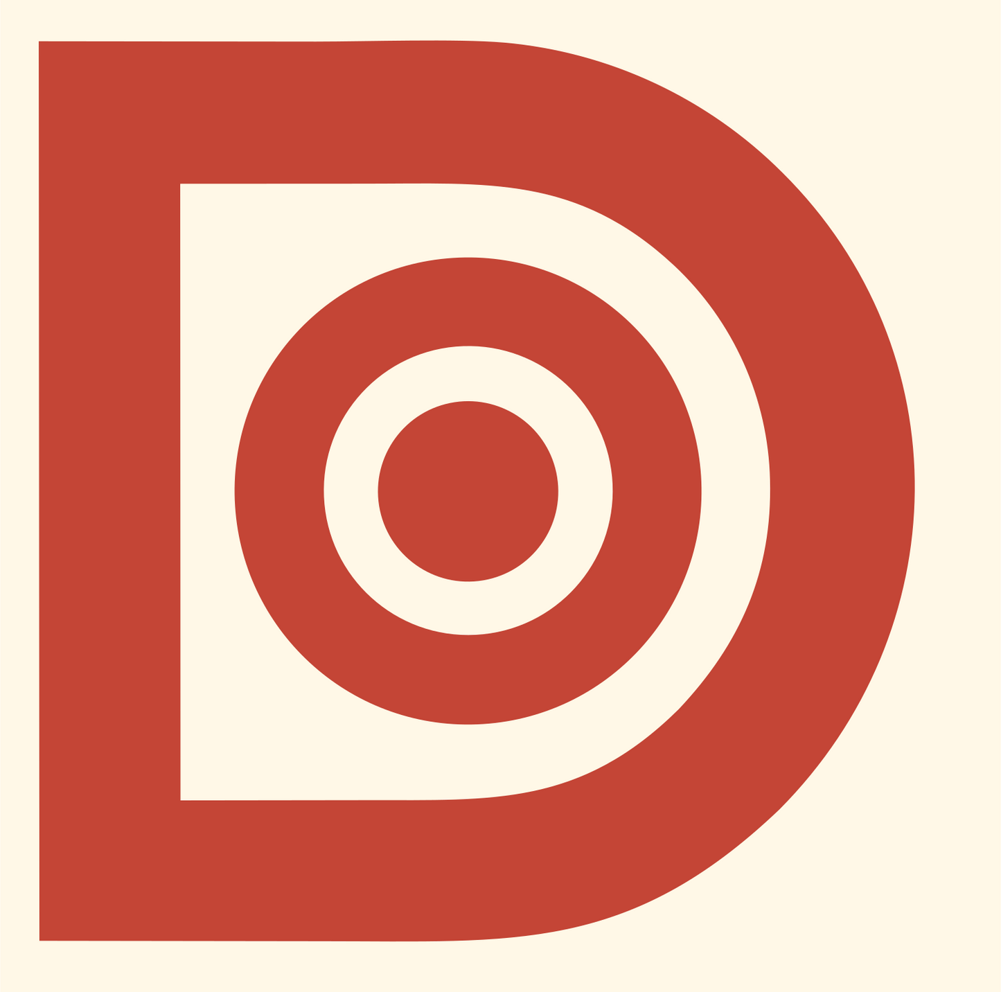 Blocky Letter D Compass Mark #fff8e7/#c44536