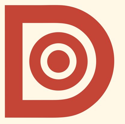 Blocky Letter D Compass Mark #fff8e7/#c44536