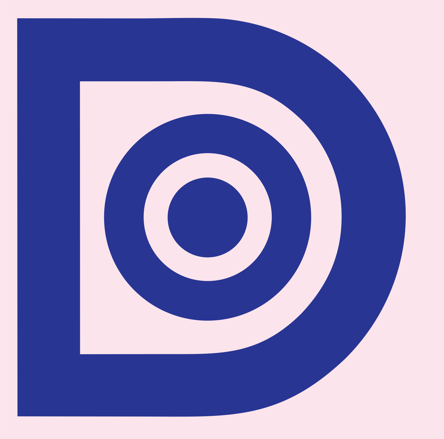 Blocky Letter D Compass Mark #fce4ec/#283593